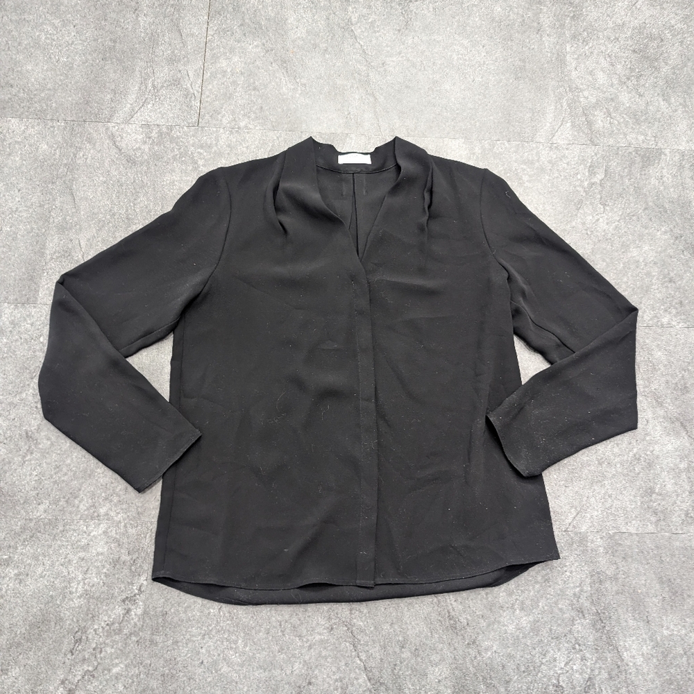Babaton black hidden button front blouse Size Large